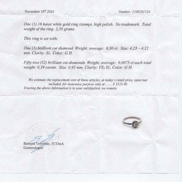 18 Karat White Gold Diamond RIng - Picture 5 of 7